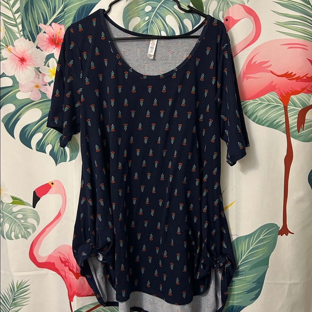 LuLaRoe Black Top with Colorful Pattern